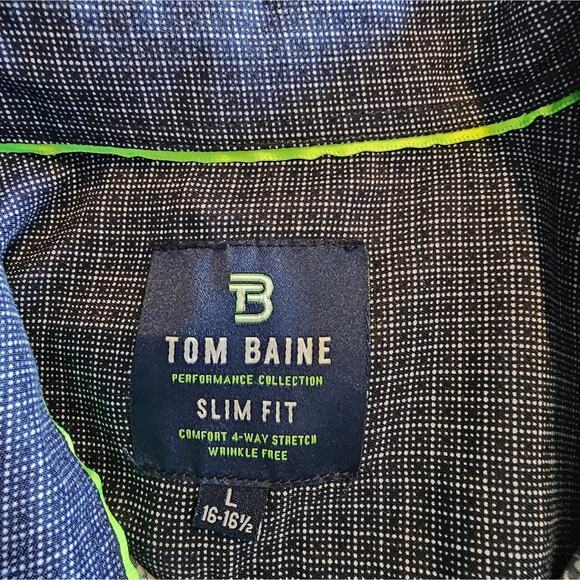 Tom Baine men's slim fit blue & white floral print button up shirt size L - Picture 11 of 13